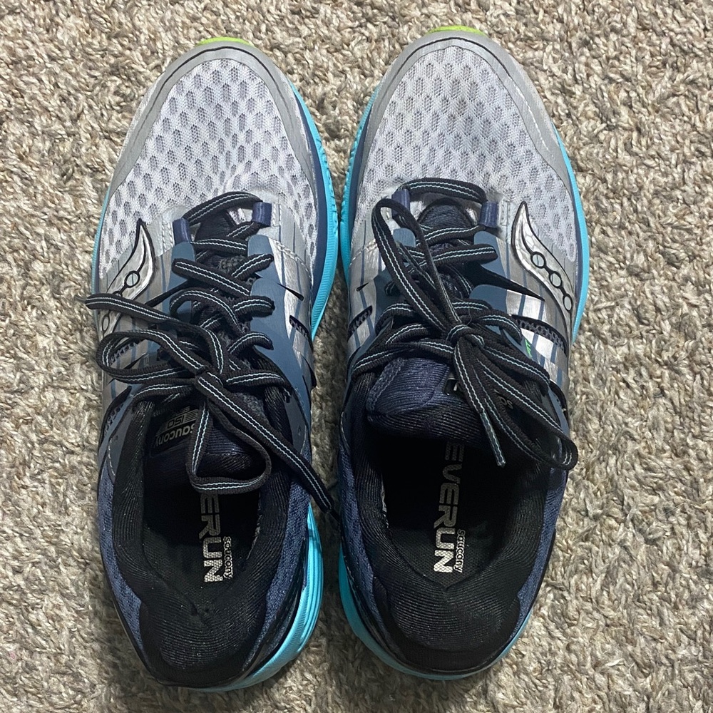 Saucony Gray and Blue Athletic Sneakers
